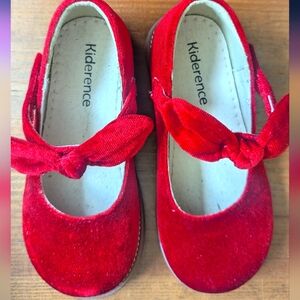 Kiderence red velvet bow shoes toddler girl size 8